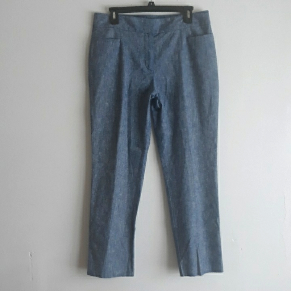 Ann Taylor Factory Flat Front Linen Ankle Pants #1071